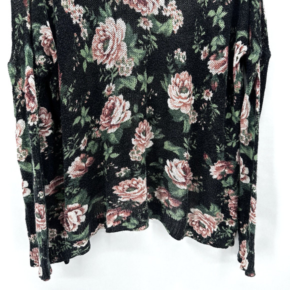 Show Me Your Mumu Bonfire Floral Sweater Size M Loose Knit Black Pink Romantic - Picture 8 of 12
